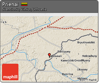 Shaded Relief 3D Map of Prienai