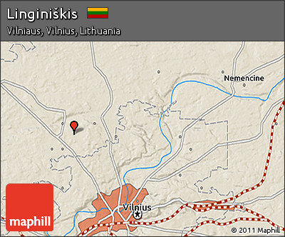 Shaded Relief 3D Map of Linginiškis