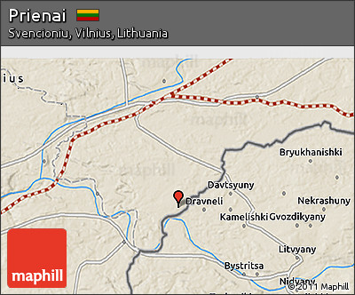 Shaded Relief 3D Map of Prienai