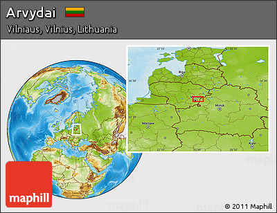 Physical Location Map of Arvydai