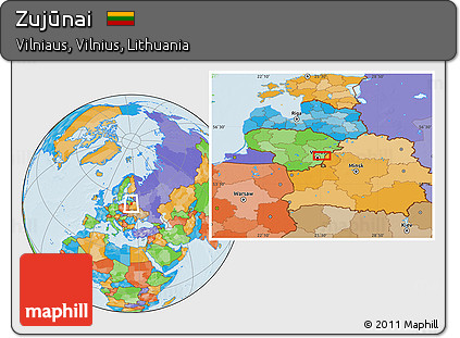 Political Location Map of Zujūnai