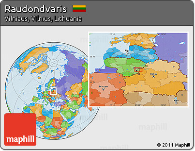 Political Location Map of Raudondvaris