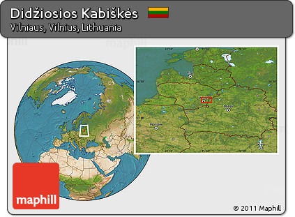 Satellite Location Map of Didžiosios Kabiškės