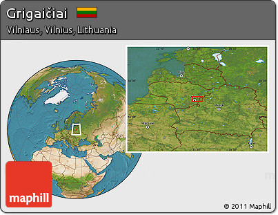 Satellite Location Map of Grigaičiai