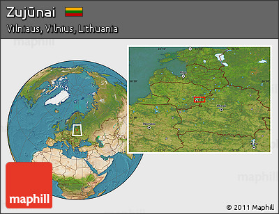 Satellite Location Map of Zujūnai