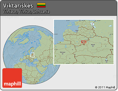 Savanna Style Location Map of Viktariškės, hill shading