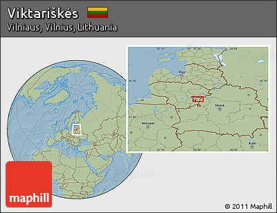 Savanna Style Location Map of Viktariškės, hill shading