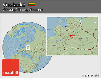 Savanna Style Location Map of Visalaukė, hill shading