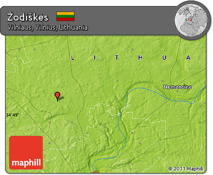 Physical Map of Žodiškės