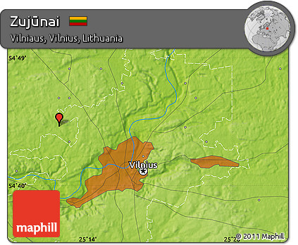 Physical Map of Zujūnai