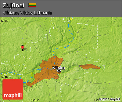 Physical Map of Zujūnai