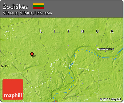 Physical Map of Žodiškės