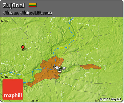Physical Map of Zujūnai