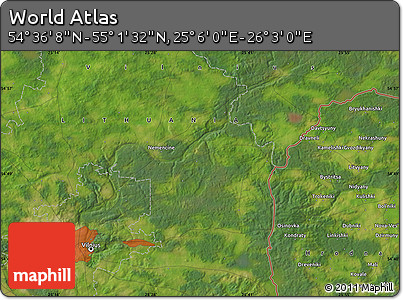 Satellite Map of the Area around 54° 48' 50" N, 25° 34' 30" E