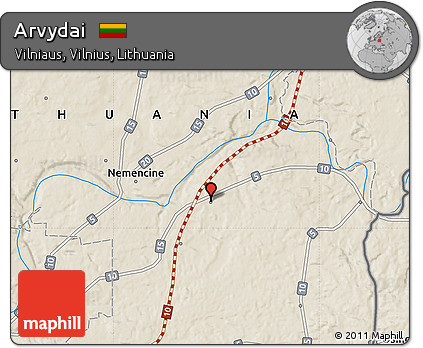 Shaded Relief Map of Arvydai