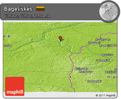 Physical Panoramic Map of Bageliškės