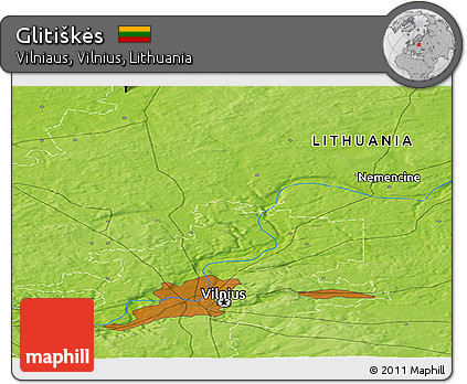 Physical Panoramic Map of Glitiškės