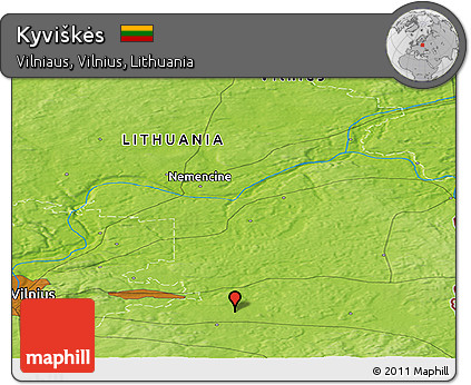 Physical Panoramic Map of Kyviškės