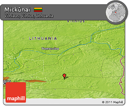 Physical Panoramic Map of Mickūnai