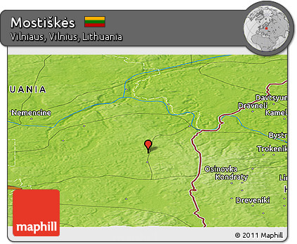 Physical Panoramic Map of Mostiškės