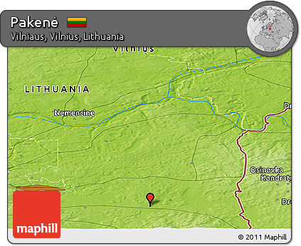 Physical Panoramic Map of Pakenė