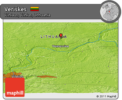 Physical Panoramic Map of Veriškės