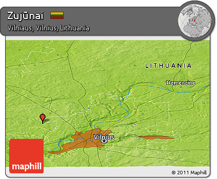 Physical Panoramic Map of Zujūnai