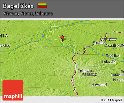 Physical Panoramic Map of Bageliškės