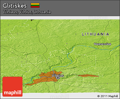 Physical Panoramic Map of Glitiškės