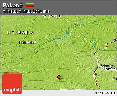 Physical Panoramic Map of Pakenė