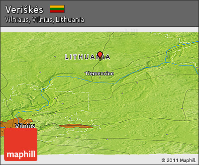 Physical Panoramic Map of Veriškės
