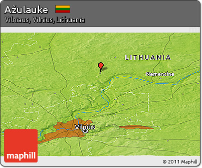 Physical Panoramic Map of Ažulauke
