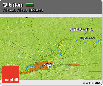 Physical Panoramic Map of Glitiškės