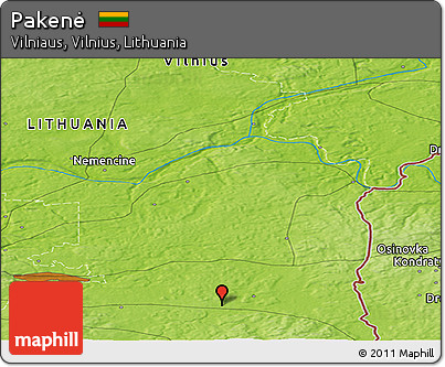 Physical Panoramic Map of Pakenė