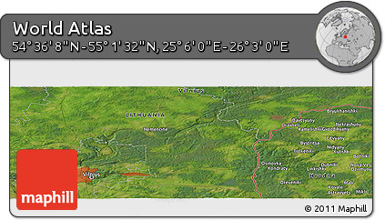 Satellite Panoramic Map of the Area around 54° 48' 50" N, 25° 34' 30" E