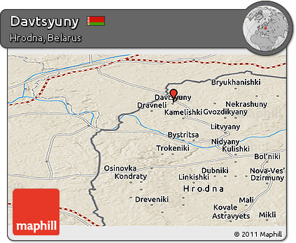Shaded Relief Panoramic Map of Davtsyuny