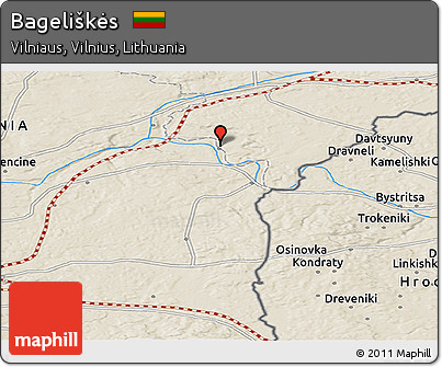 Shaded Relief Panoramic Map of Bageliškės