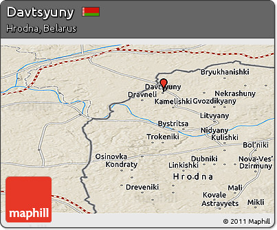 Shaded Relief Panoramic Map of Davtsyuny