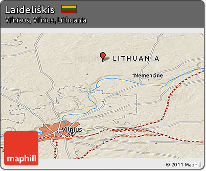 Shaded Relief Panoramic Map of Laideliškis