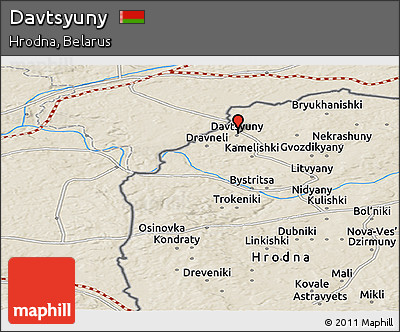 Shaded Relief Panoramic Map of Davtsyuny