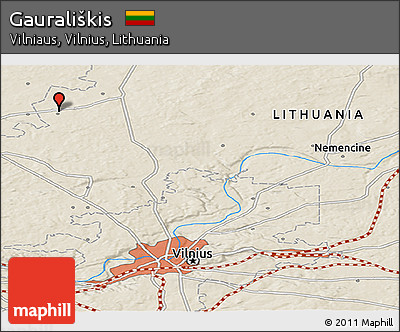 Shaded Relief Panoramic Map of Gaurališkis