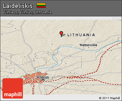 Shaded Relief Panoramic Map of Laideliškis