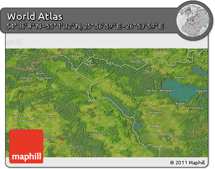 Satellite 3D Map of the Area around 54° 48' 50" N, 26° 25' 29" E