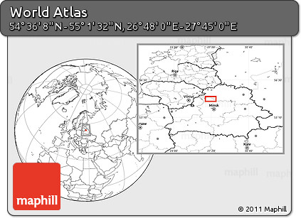 Blank Location Map of the Area around 54° 48' 50" N, 27° 16' 29" E