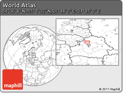 Blank Location Map of the Area around 54° 48' 50" N, 27° 16' 29" E