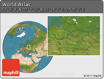 Satellite Location Map of the Area around 54° 48' 50" N, 27° 16' 29" E