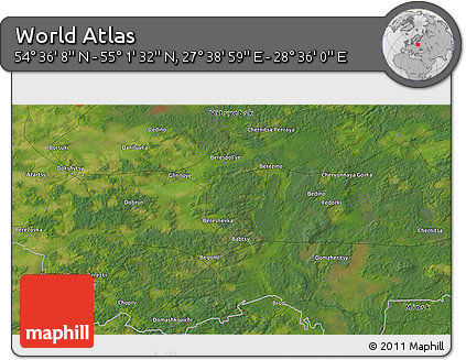 Satellite 3D Map of the Area around 54° 48' 50" N, 28° 7' 30" E
