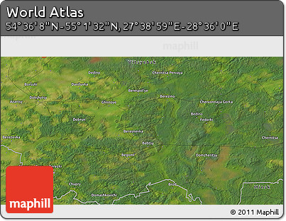 Satellite 3D Map of the Area around 54° 48' 50" N, 28° 7' 30" E