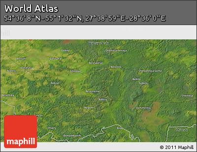 Satellite 3D Map of the Area around 54° 48' 50" N, 28° 7' 30" E