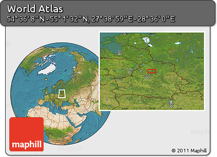 Satellite Location Map of the Area around 54° 48' 50" N, 28° 7' 30" E